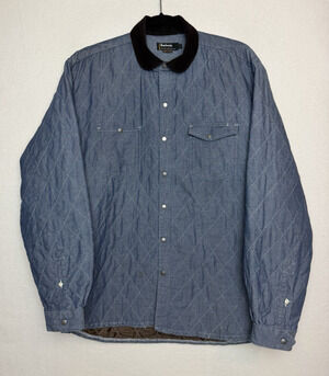 Barbour International Quilted Motorcycle Jacket Full Snap Corduroy Collar Size L
